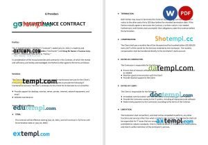 free IT maintenance contract template, Word and PDF format