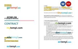 free IT project contract template, Word and PDF format