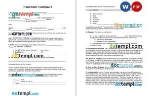 free IT SUPPORT contract template, Word and PDF format