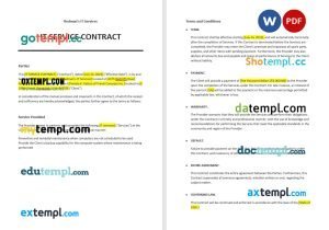 free IT service contract template, Word and PDF format