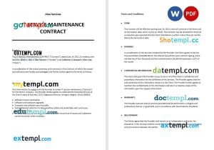 free IT service maintenance contract template, Word and PDF format