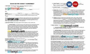 free idaho buyer agency agreement template, Word and PDF format