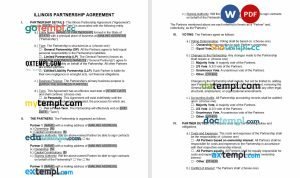 free Illinois partnership agreement template, Word and PDF format
