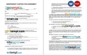 free independent contractor agreement template, Word and PDF format