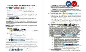 free independent contractor non-compete form template, Word and PDF format