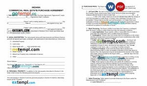 free Indiana commercial real estate purchase agreement template, Word and PDF format