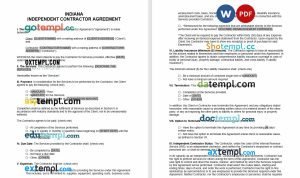free Indiana independent contractor agreement template, Word and PDF format