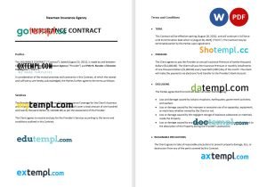 free insurance contract template, Word and PDF format