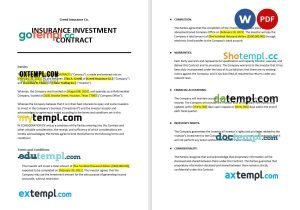 free insurance investment contract template, Word and PDF format