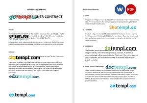 free interior designer contract template, Word and PDF format