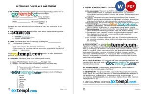 free internship contract template, Word and PDF format, version 2