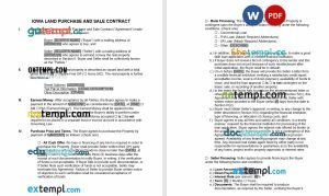 free Iowa land contract template, Word and PDF format