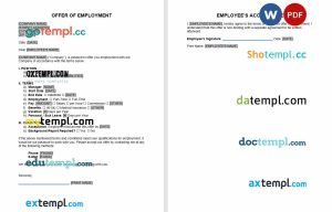 free job offer template, Word and PDF format