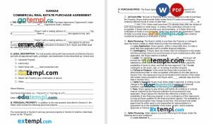 free Kansas commercial real estate purchase agreement template, Word and PDF format