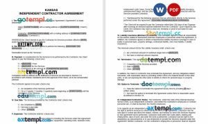 free Kansas independent contractor agreement template, Word and PDF format