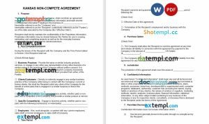 free Kansas non-compete agreement template, Word and PDF format