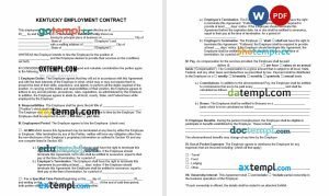 free Kentucky employment contract template, Word and PDF format