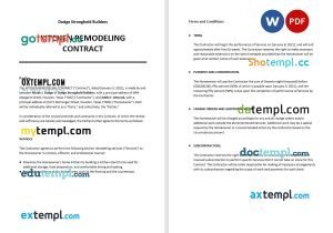 free kitchen remodeling contract template, Word and PDF format