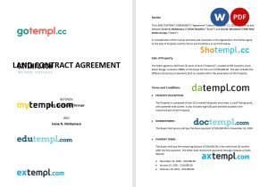 free land contract agreement template, Word and PDF format