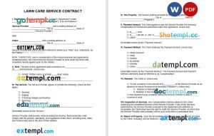 free Lawn care service contract template, Word and PDF format