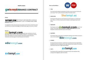 free lawn maintenance contract template, Word and PDF format