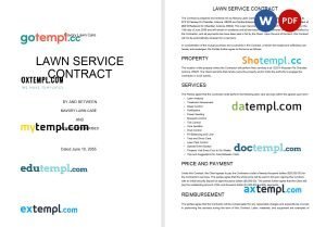 free lawn service contract template, Word and PDF format