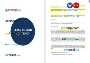 free lease to own contract template, Word and PDF format