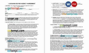 free louisiana buyer agency agreement template, Word and PDF format