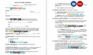 free Louisiana marital settlement agreement template, Word and PDF format