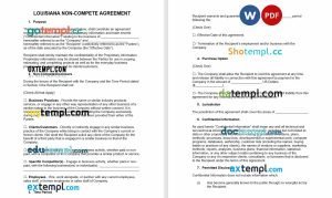 free Louisiana non-compete agreement template, Word and PDF format