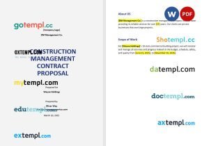 free management contract proposal template, Word and PDF format