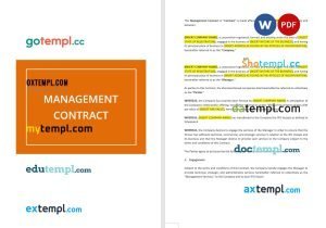 free management contract template, Word and PDF format