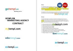 free marketing agency contract template, Word and PDF format