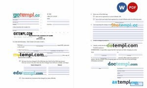free Maryland name change form template, Word and PDF format