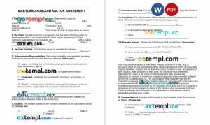 free Maryland subcontractor agreement template, Word and PDF format