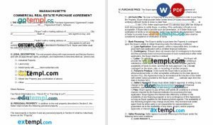 free Massachusetts commercial real estate purchase agreement template, Word and PDF format