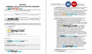 free Michigan commercial real estate purchase agreement template, Word and PDF format