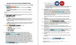 free Michigan non-disclosure agreement NDA template, Word and PDF format