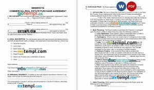 free Minnesota commercial real estate purchase agreement template, Word and PDF format