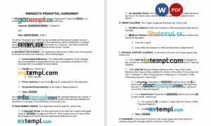 free Minnesota prenuptial agreement template, Word and PDF format