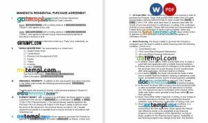 free Minnesota residential purchase agreement template, Word and PDF format