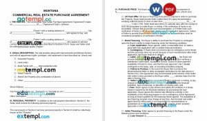 free Montana commercial real estate purchase agreement template, Word and PDF format