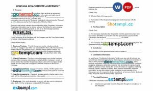 free Montana non-compete agreement template, Word and PDF format