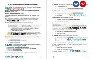 free Montana residential lease agreement template, Word and PDF format