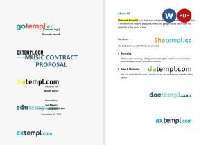 free music contract proposal template, Word and PDF format