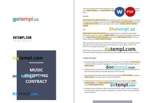 free music recording contract template, Word and PDF format