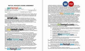 free mutual non-disclosure agreement NDA template, Word and PDF format