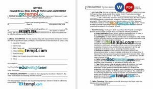free Nevada commercial real estate purchase agreement template, Word and PDF format
