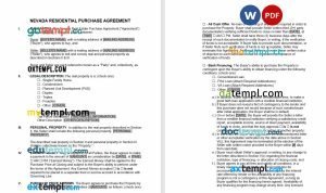 free Nevada residential purchase agreement template, Word and PDF format