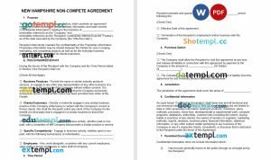 free New Hampshire non-compete agreement template, Word and PDF format